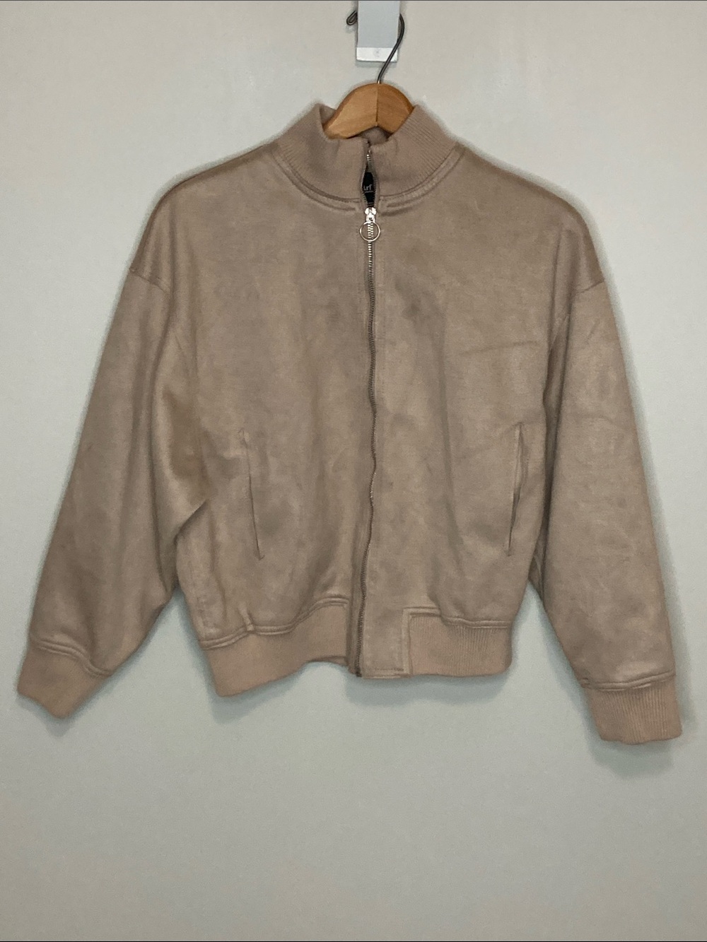 Zara trf collection Zip-Front Faux Suede Bomber Jacket women’s size XS oversized - Picture 2 of 9